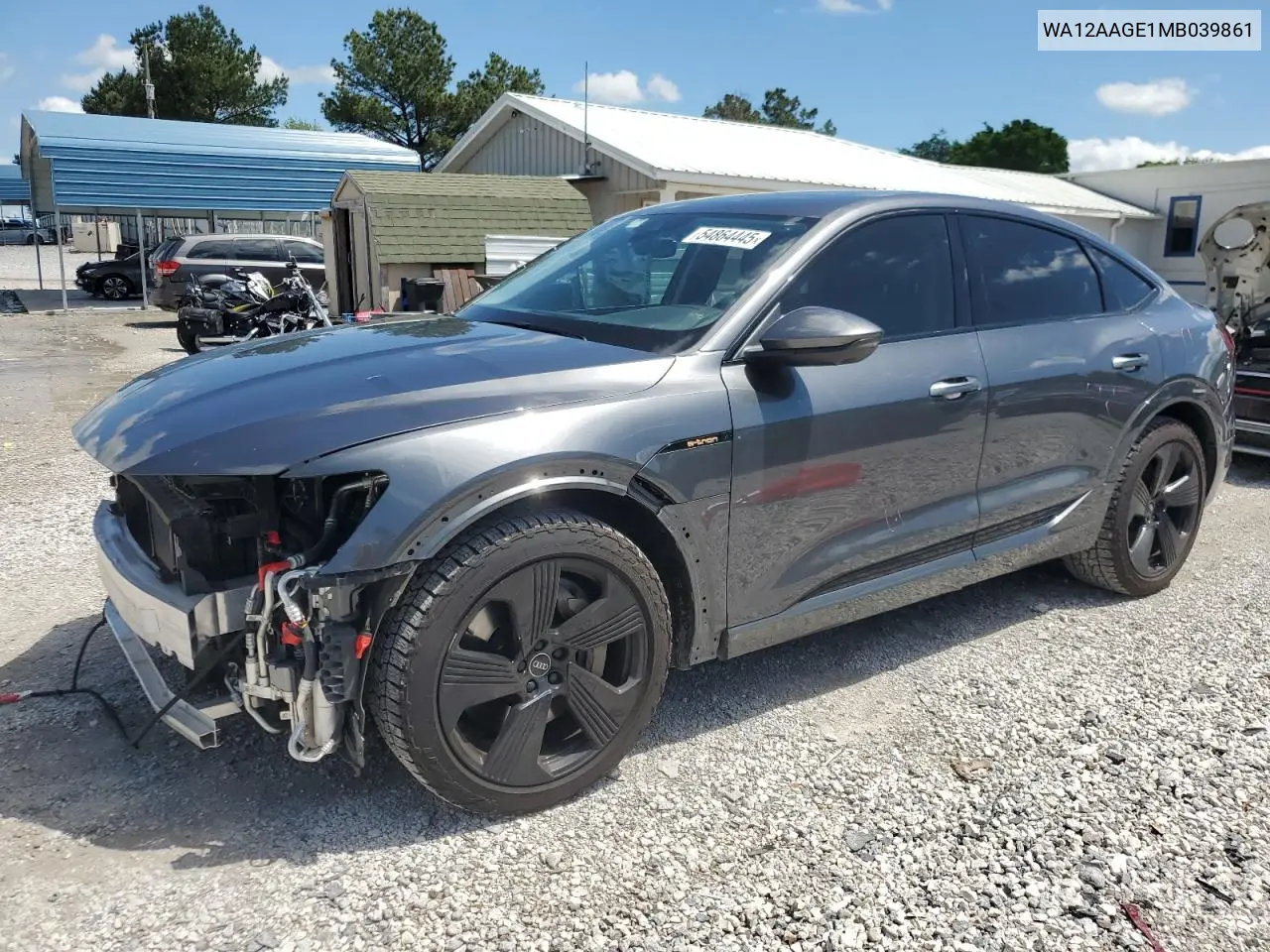 2021 Audi E-Tron Sportback Premium Plus VIN: WA12AAGE1MB039861 Lot: 54864445