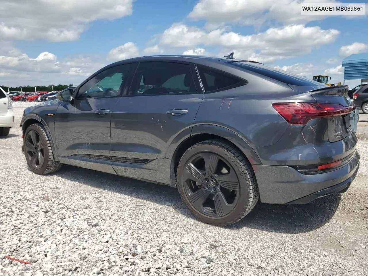 2021 Audi E-Tron Sportback Premium Plus VIN: WA12AAGE1MB039861 Lot: 54864445