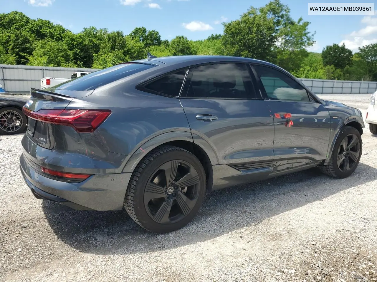 2021 Audi E-Tron Sportback Premium Plus VIN: WA12AAGE1MB039861 Lot: 54864445