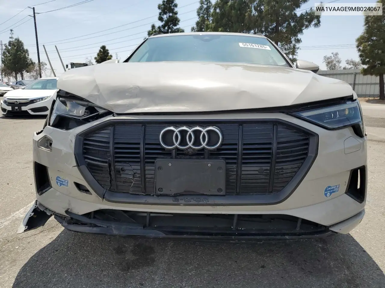 2021 Audi E-Tron Prestige VIN: WA1VAAGE9MB024067 Lot: 55161285