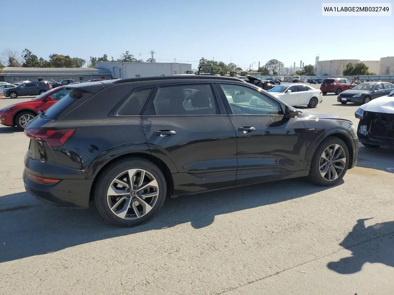 2021 Audi E-Tron Premium Plus VIN: WA1LABGE2MB032749 Lot: 55786495