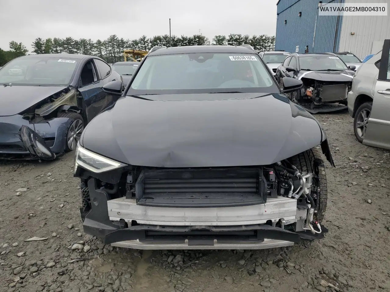 2021 Audi E-Tron Prestige VIN: WA1VAAGE2MB004310 Lot: 60638165
