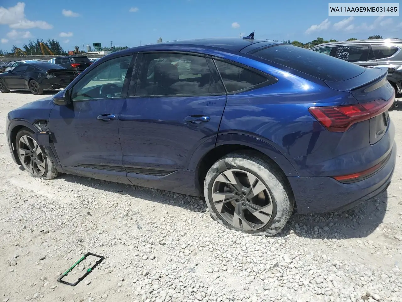 2021 Audi E-Tron Sportback Premium VIN: WA11AAGE9MB031485 Lot: 61032045
