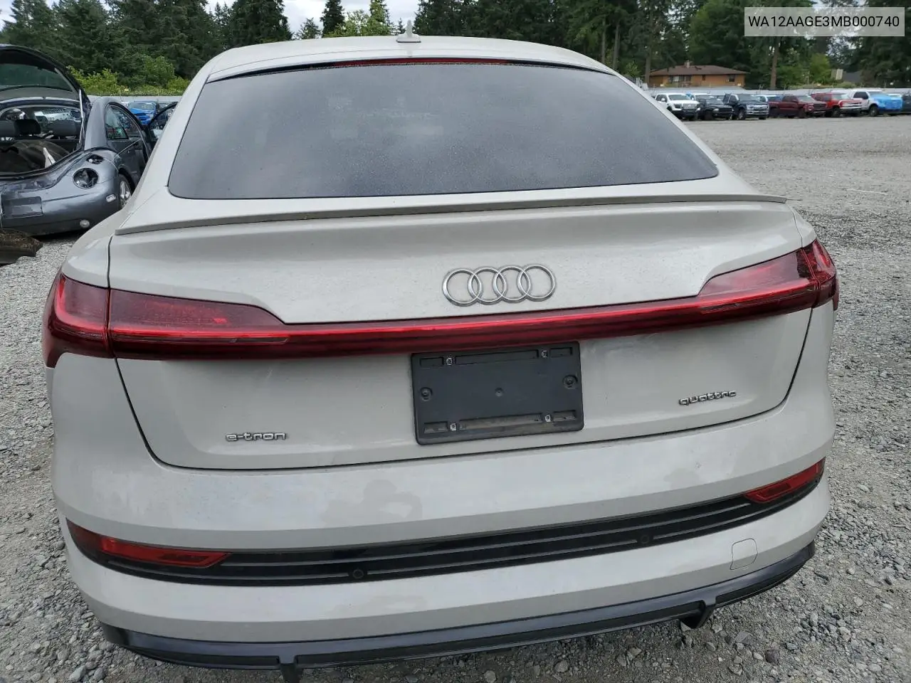 2021 Audi E-Tron Sportback Premium Plus VIN: WA12AAGE3MB000740 Lot: 61276315
