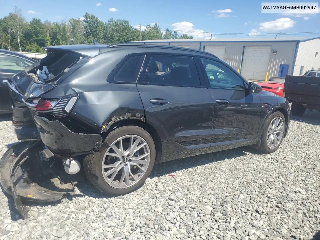 2021 Audi E-Tron Prestige VIN: WA1VAAGE6MB002947 Lot: 65603445