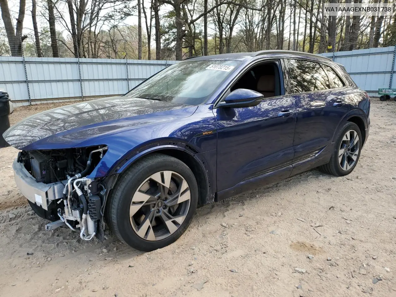 2022 Audi E-Tron Premium VIN: WA1AAAGEXNB031738 Lot: 51078215