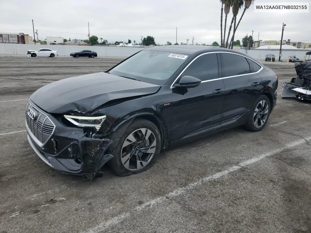 2022 Audi E-Tron Sportback Premium Plus VIN: WA12AAGE7NB032155 Lot: 56074315