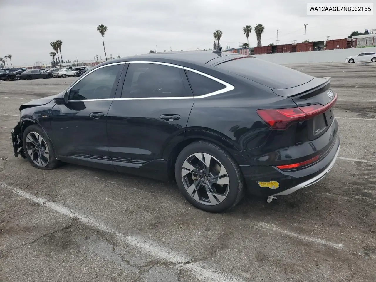 2022 Audi E-Tron Sportback Premium Plus VIN: WA12AAGE7NB032155 Lot: 56074315