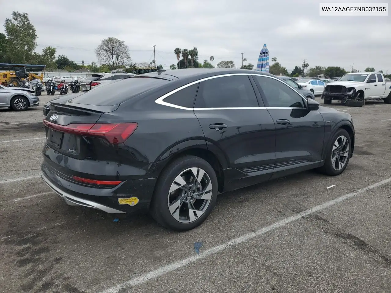 2022 Audi E-Tron Sportback Premium Plus VIN: WA12AAGE7NB032155 Lot: 56074315