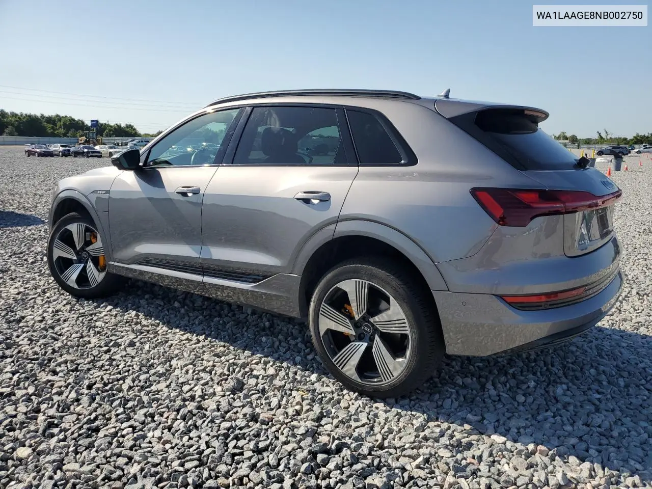2022 Audi E-Tron Premium Plus VIN: WA1LAAGE8NB002750 Lot: 57163615