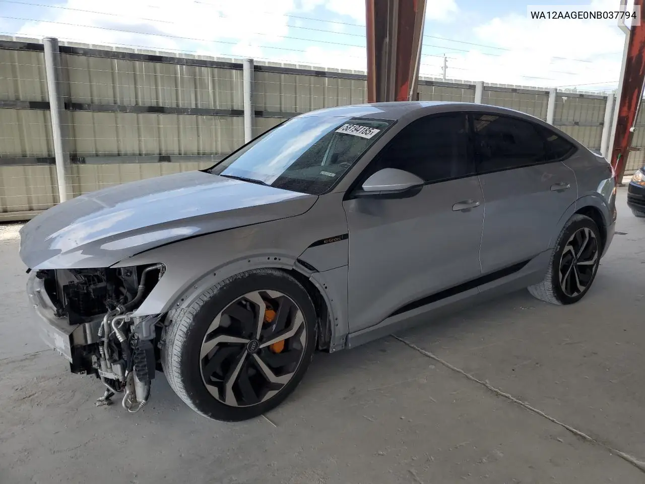 2022 Audi E-Tron Sportback Premium Plus VIN: WA12AAGE0NB037794 Lot: 58194185