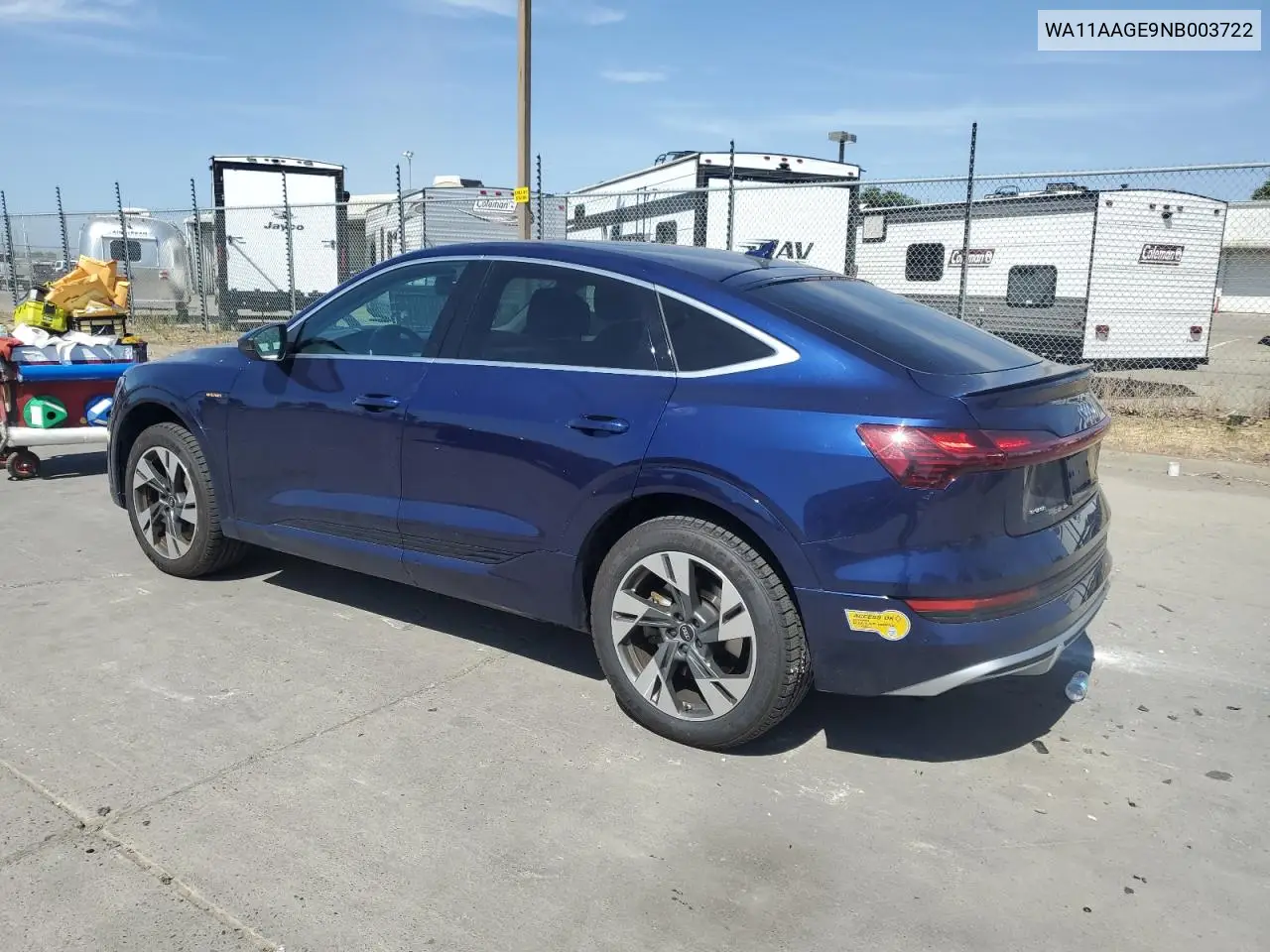 2022 Audi E-Tron Sportback Premium VIN: WA11AAGE9NB003722 Lot: 58421225