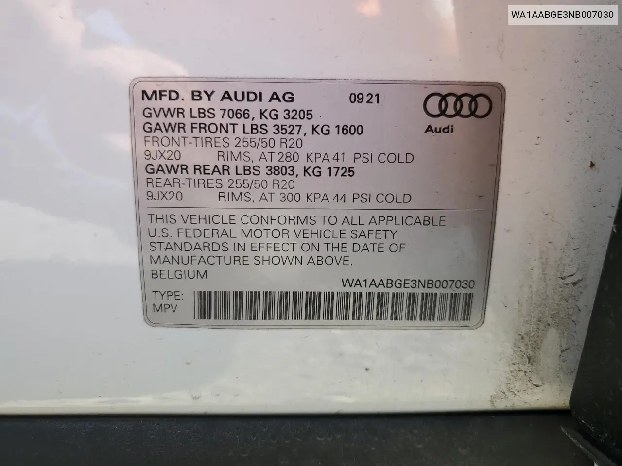2022 Audi E-Tron Premium VIN: WA1AABGE3NB007030 Lot: 65065875
