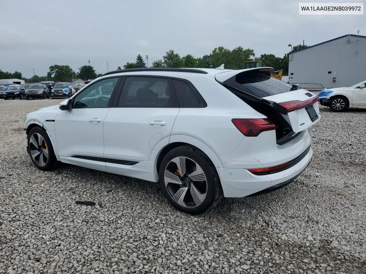 2022 Audi E-Tron Premium Plus VIN: WA1LAAGE2NB039972 Lot: 65725105