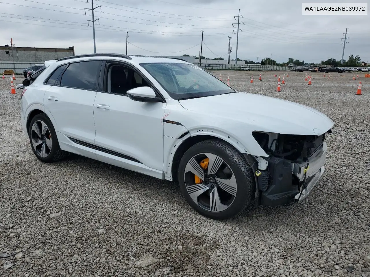 2022 Audi E-Tron Premium Plus VIN: WA1LAAGE2NB039972 Lot: 65725105