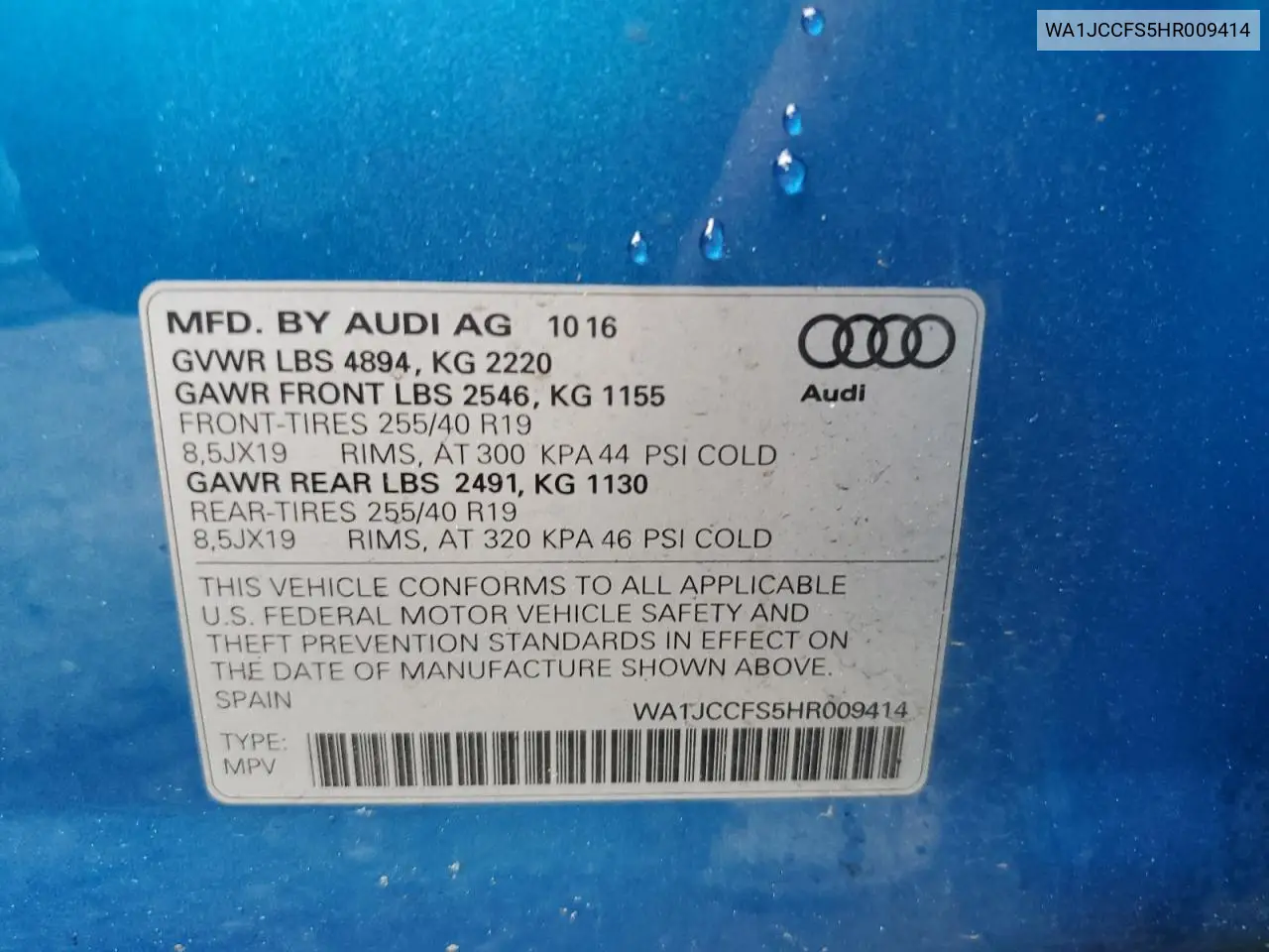 2017 Audi Q3 Premium Plus VIN: WA1JCCFS5HR009414 Lot: 56790155