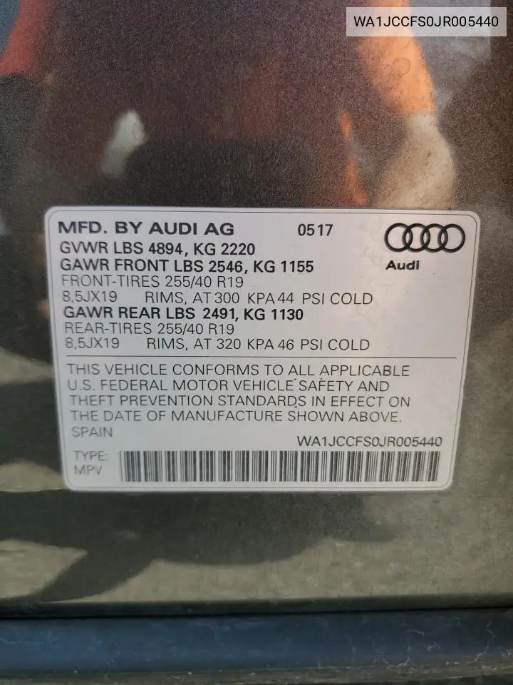 2018 Audi Q3 Premium Plus VIN: WA1JCCFS0JR005440 Lot: 62754985