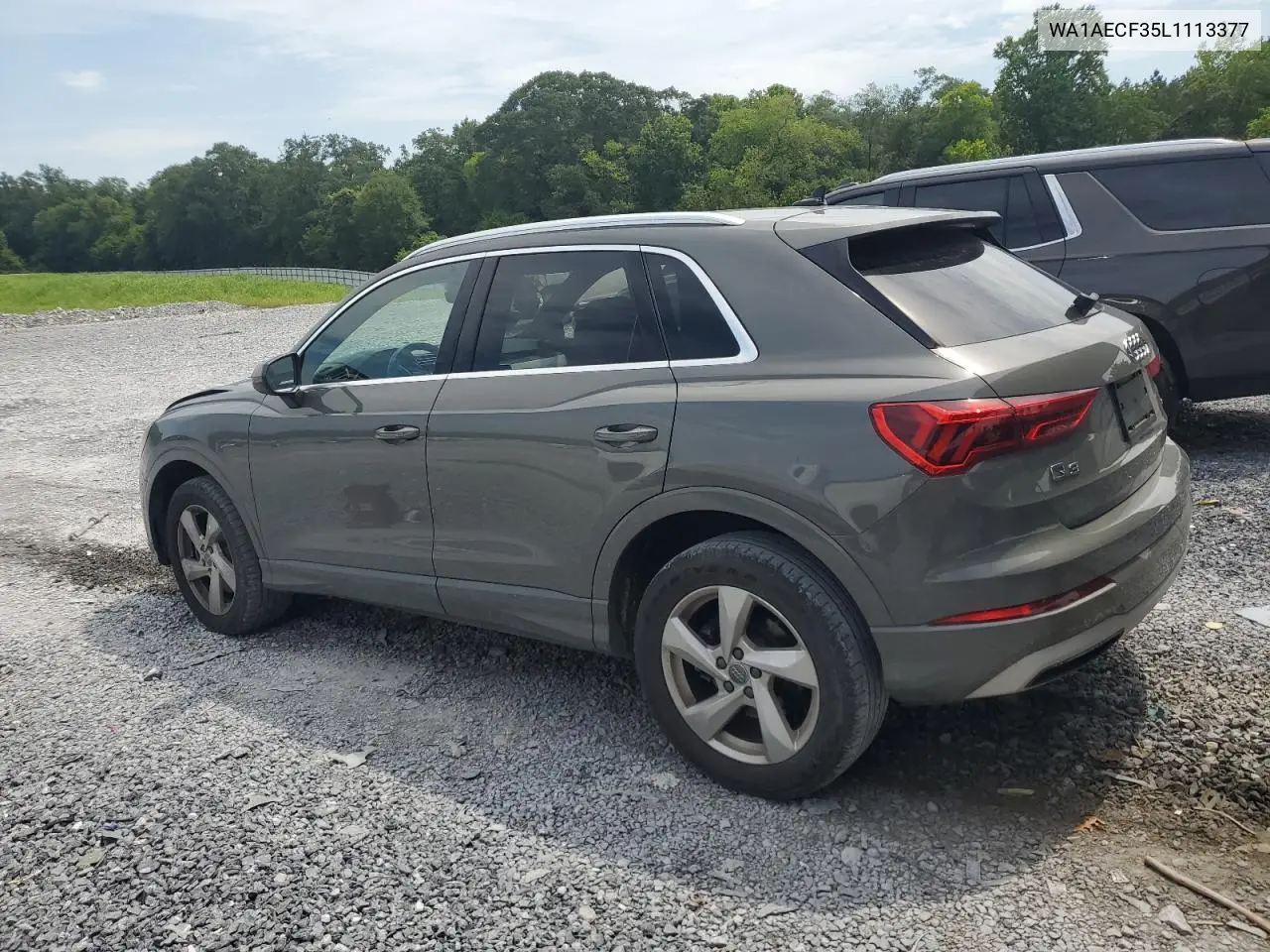 2020 Audi Q3 Premium VIN: WA1AECF35L1113377 Lot: 62386935