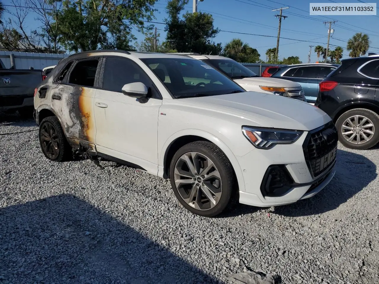 2021 Audi Q3 Premium Plus S Line 45 VIN: WA1EECF31M1103352 Lot: 53702785