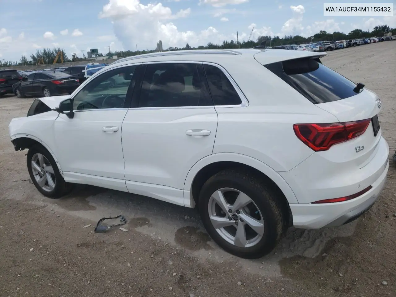 2021 Audi Q3 Premium 40 VIN: WA1AUCF34M1155432 Lot: 61790315