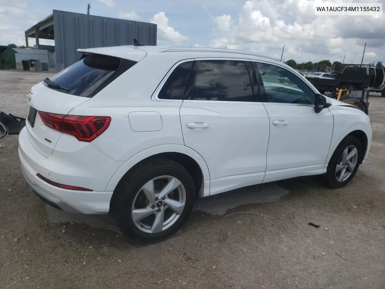 2021 Audi Q3 Premium 40 VIN: WA1AUCF34M1155432 Lot: 61790315