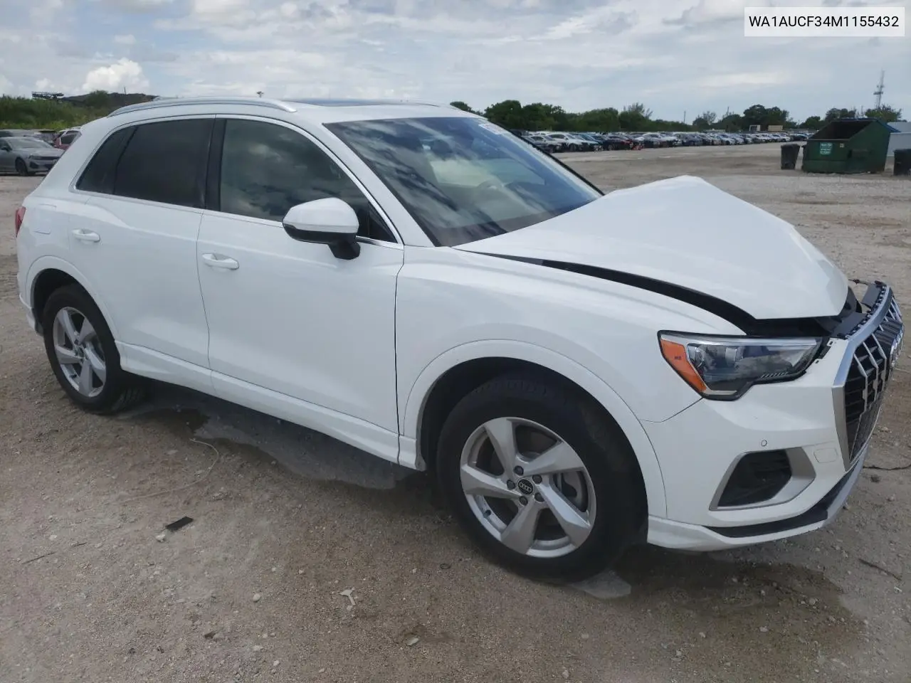 2021 Audi Q3 Premium 40 VIN: WA1AUCF34M1155432 Lot: 61790315
