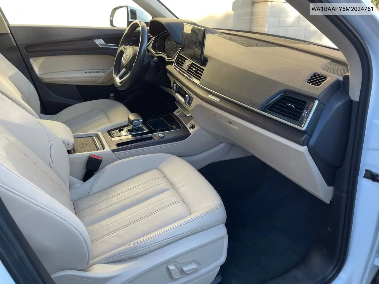 2021 Audi Q5 Premium Plus VIN: WA1BAAFY5M2024761 Lot: 57532125