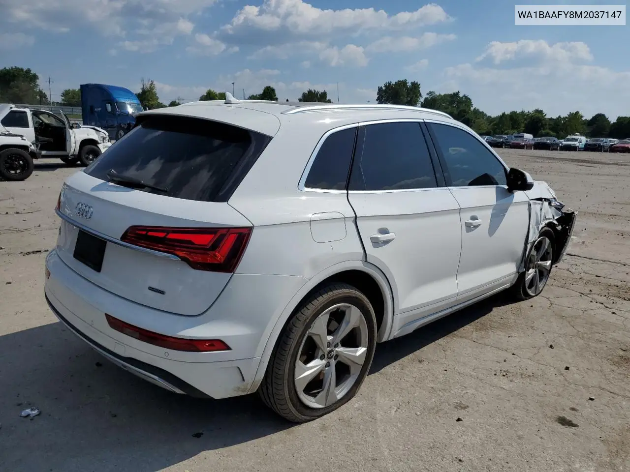 2021 Audi Q5 Premium Plus VIN: WA1BAAFY8M2037147 Lot: 62423895