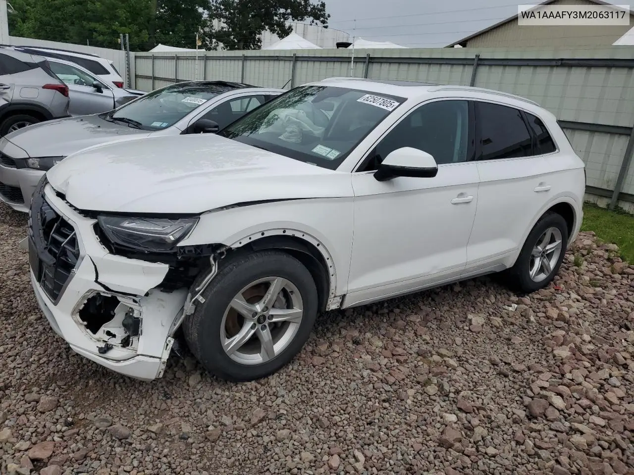 2021 Audi Q5 Premium VIN: WA1AAAFY3M2063117 Lot: 62507805