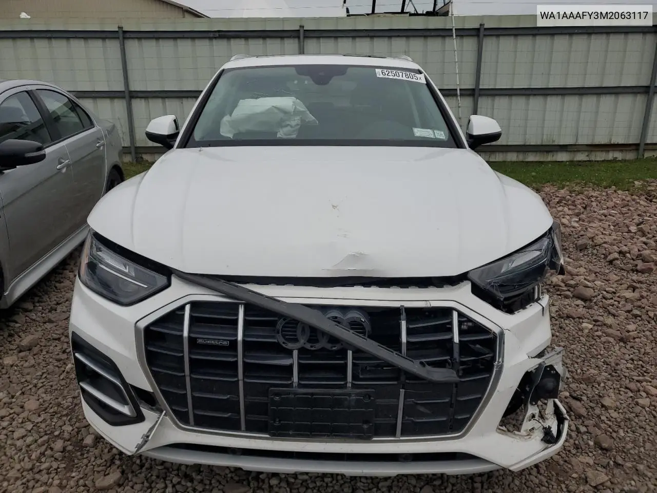 2021 Audi Q5 Premium VIN: WA1AAAFY3M2063117 Lot: 62507805
