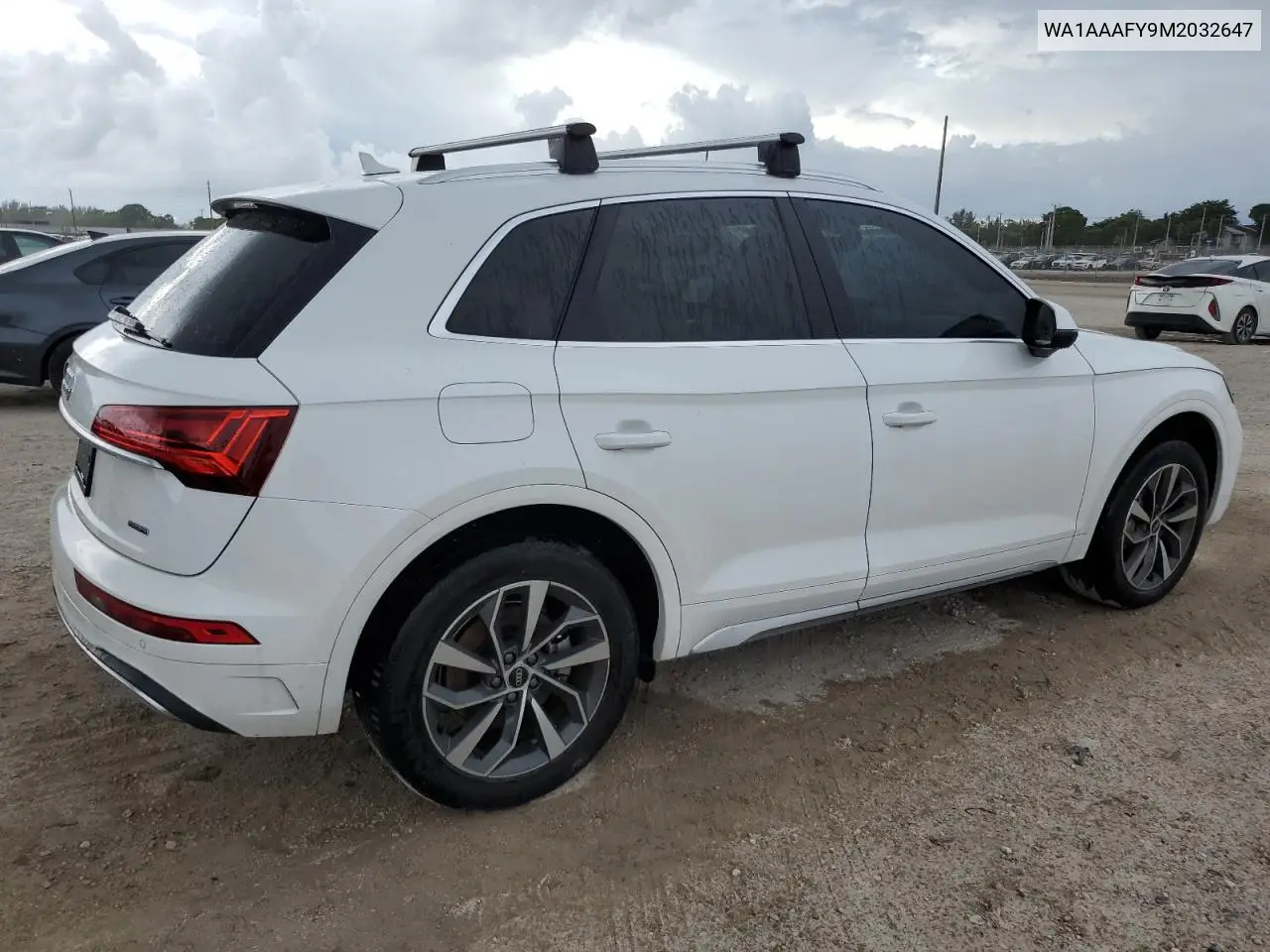 2021 Audi Q5 Premium VIN: WA1AAAFY9M2032647 Lot: 63140655
