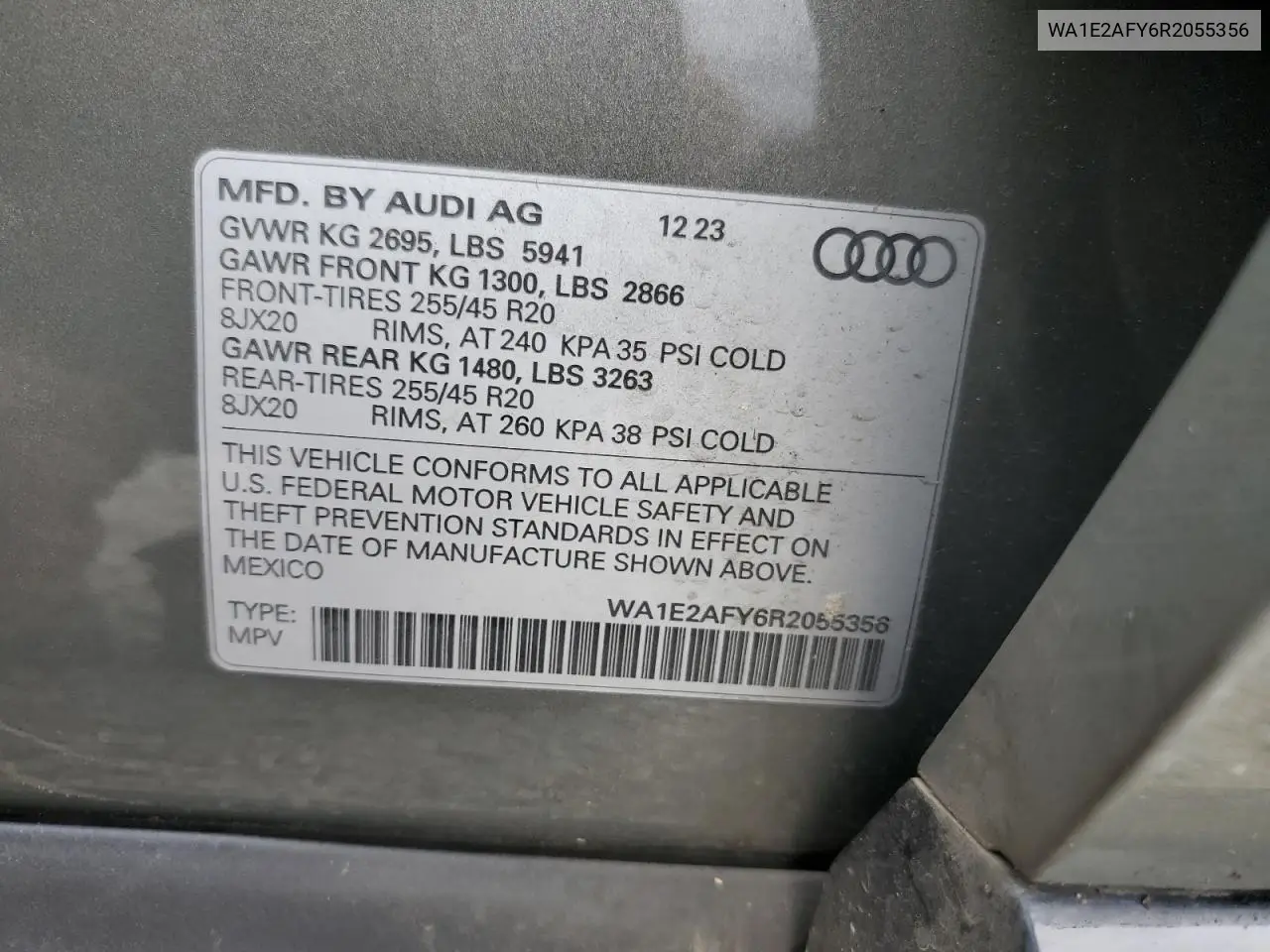 2024 Audi Q5 E Premium Plus 55 VIN: WA1E2AFY6R2055356 Lot: 61240635