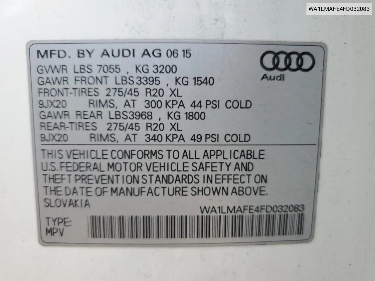 wa1lmafe4fd032083 WA1LMAFE4FD032083 2015 Audi Q7 Tdi Premium Plus