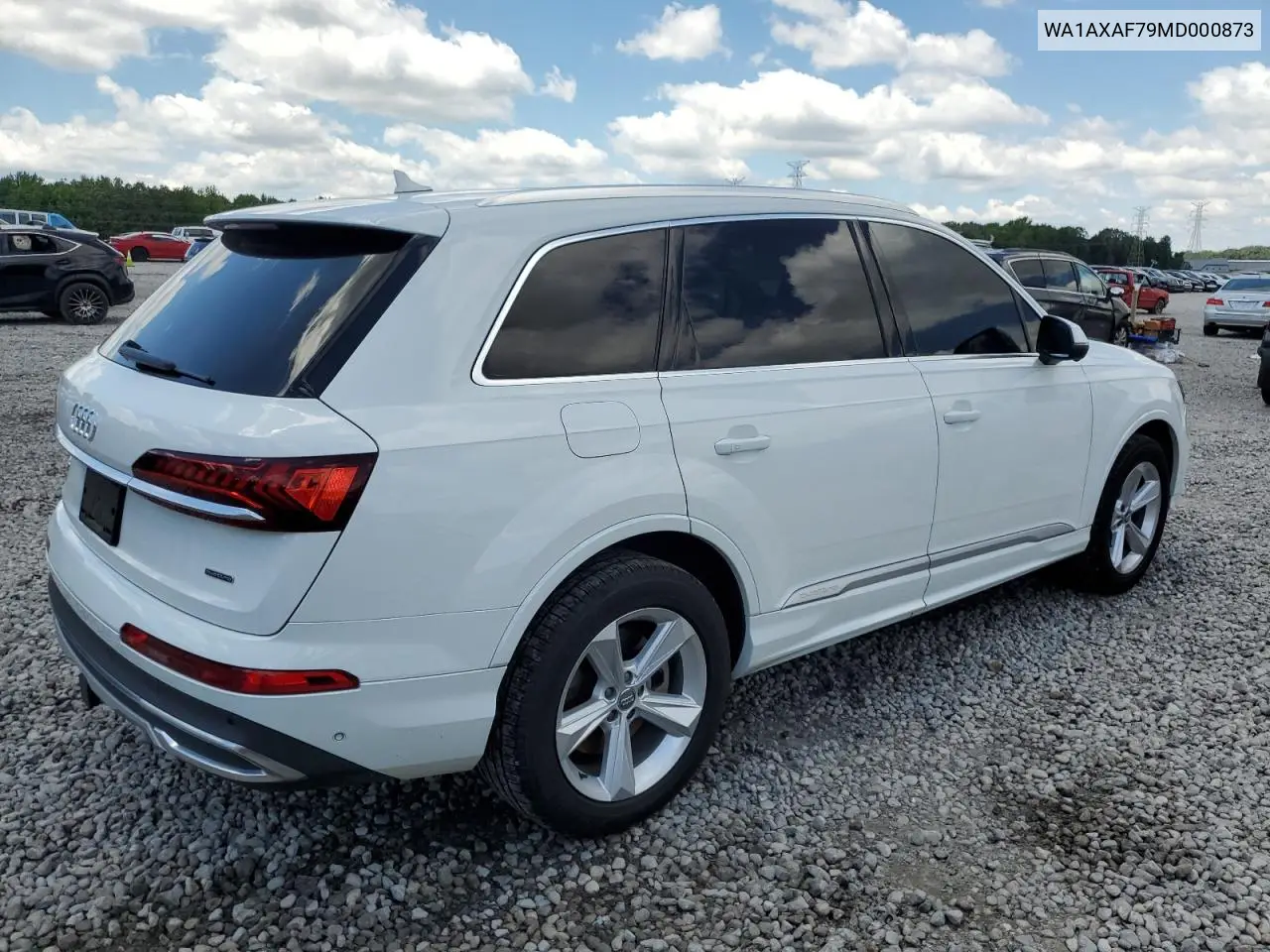 2021 Audi Q7 Premium VIN: WA1AXAF79MD000873 Lot: 58599645