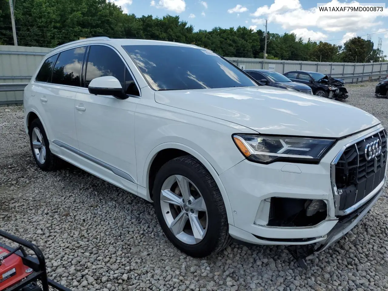 2021 Audi Q7 Premium VIN: WA1AXAF79MD000873 Lot: 58599645
