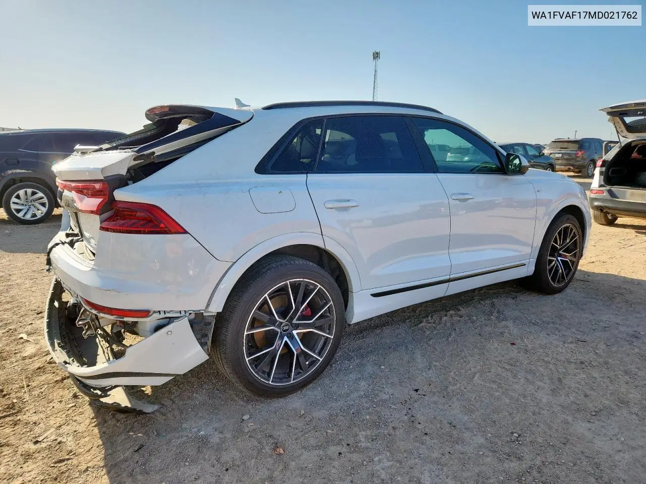 2021 Audi Q8 Prestige S-Line VIN: WA1FVAF17MD021762 Lot: 61082515
