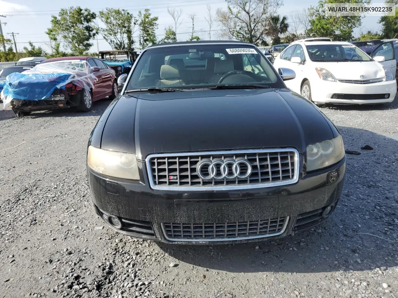2005 Audi S4 Quattro Cabriolet VIN: WUARL48H15K902235 Lot: 60809035