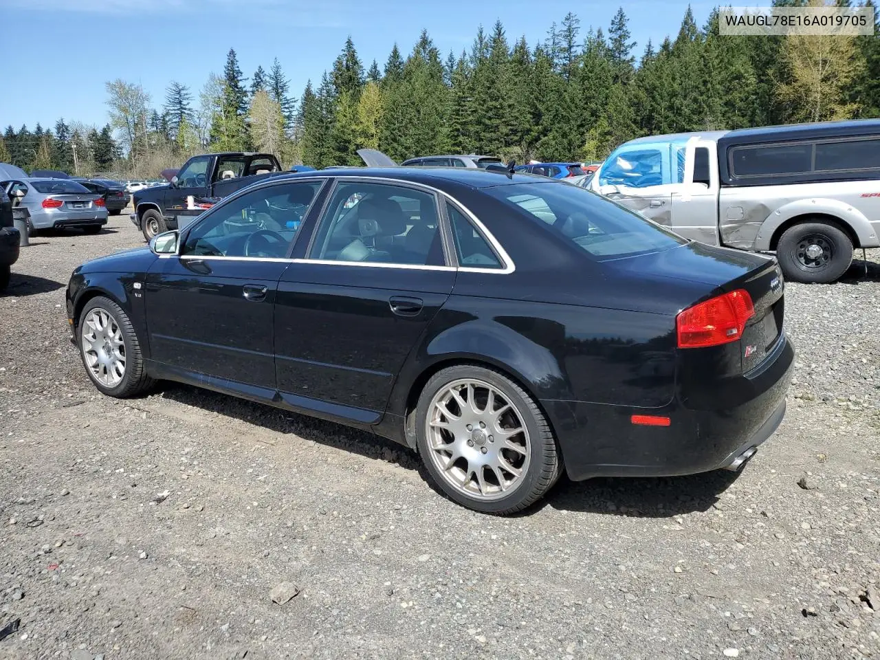 2006 Audi S4 Quattro VIN: WAUGL78E16A019705 Lot: 54555025