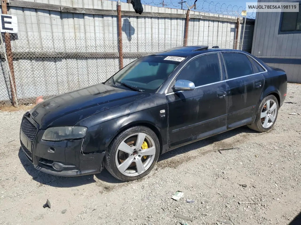 2006 Audi S4 Quattro VIN: WAUGL78E56A198119 Lot: 57002215