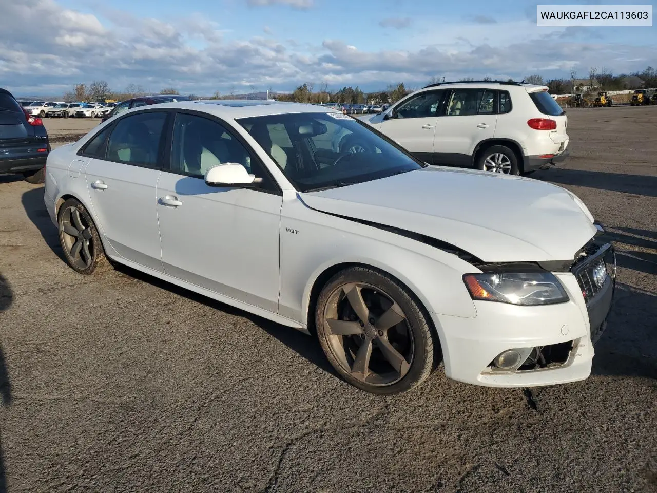 2012 Audi S4 Prestige VIN: WAUKGAFL2CA113603 Lot: 53208445