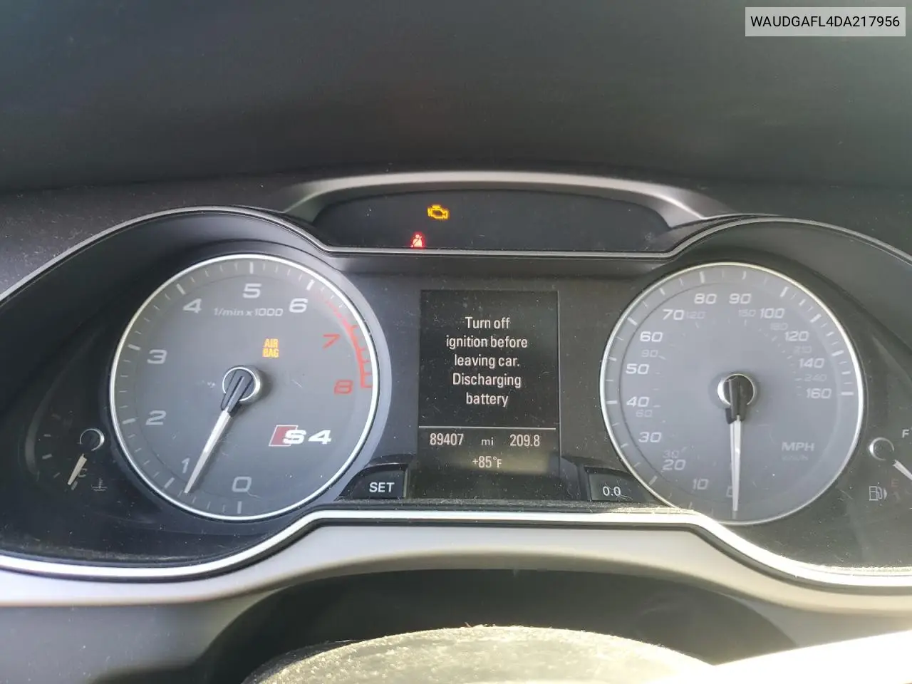 2013 Audi S4 Premium Plus VIN: WAUDGAFL4DA217956 Lot: 62027025