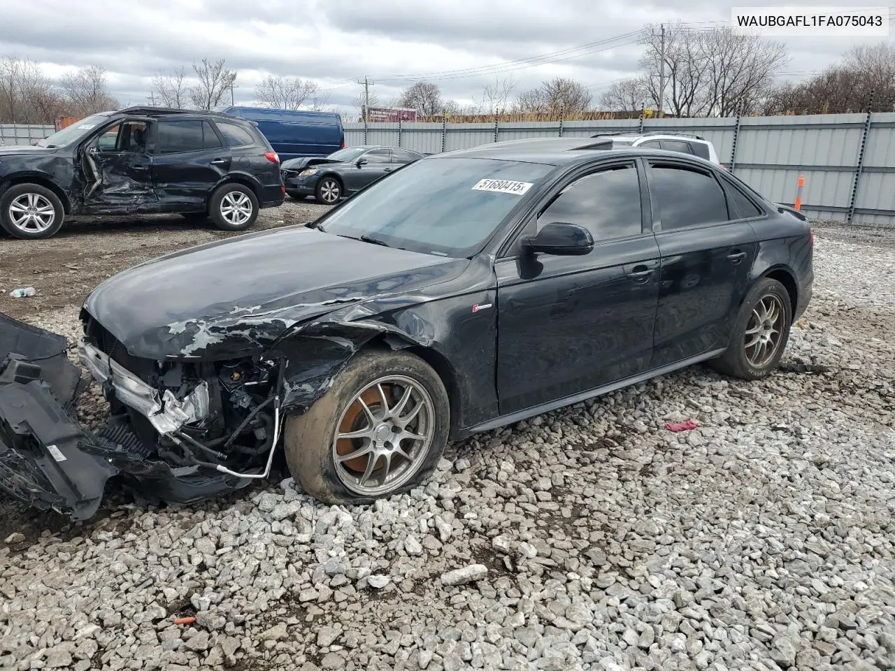 2015 Audi S4 Premium Plus VIN: WAUBGAFL1FA075043 Lot: 51680415