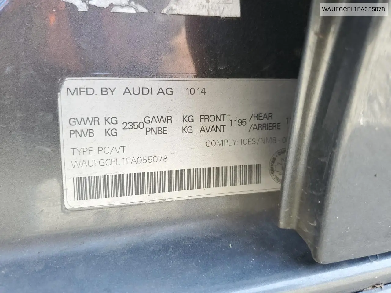 2015 Audi S4 Premium VIN: WAUFGCFL1FA055078 Lot: 54269845