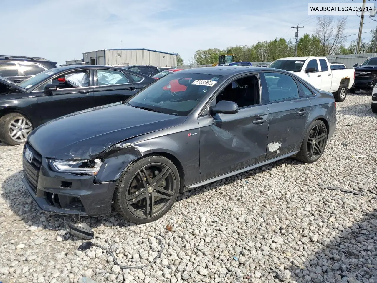 2016 Audi S4 Premium Plus VIN: WAUBGAFL5GA006714 Lot: 55401595