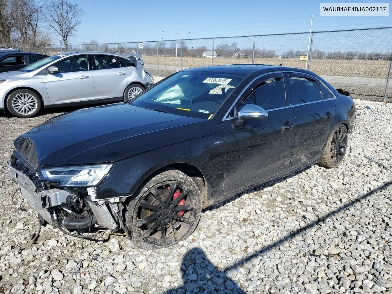 2018 Audi S4 Premium Plus VIN: WAUB4AF40JA002157 Lot: 50392055
