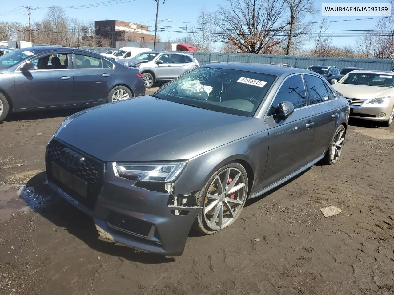 2018 Audi S4 Premium Plus VIN: WAUB4AF46JA093189 Lot: 52368945