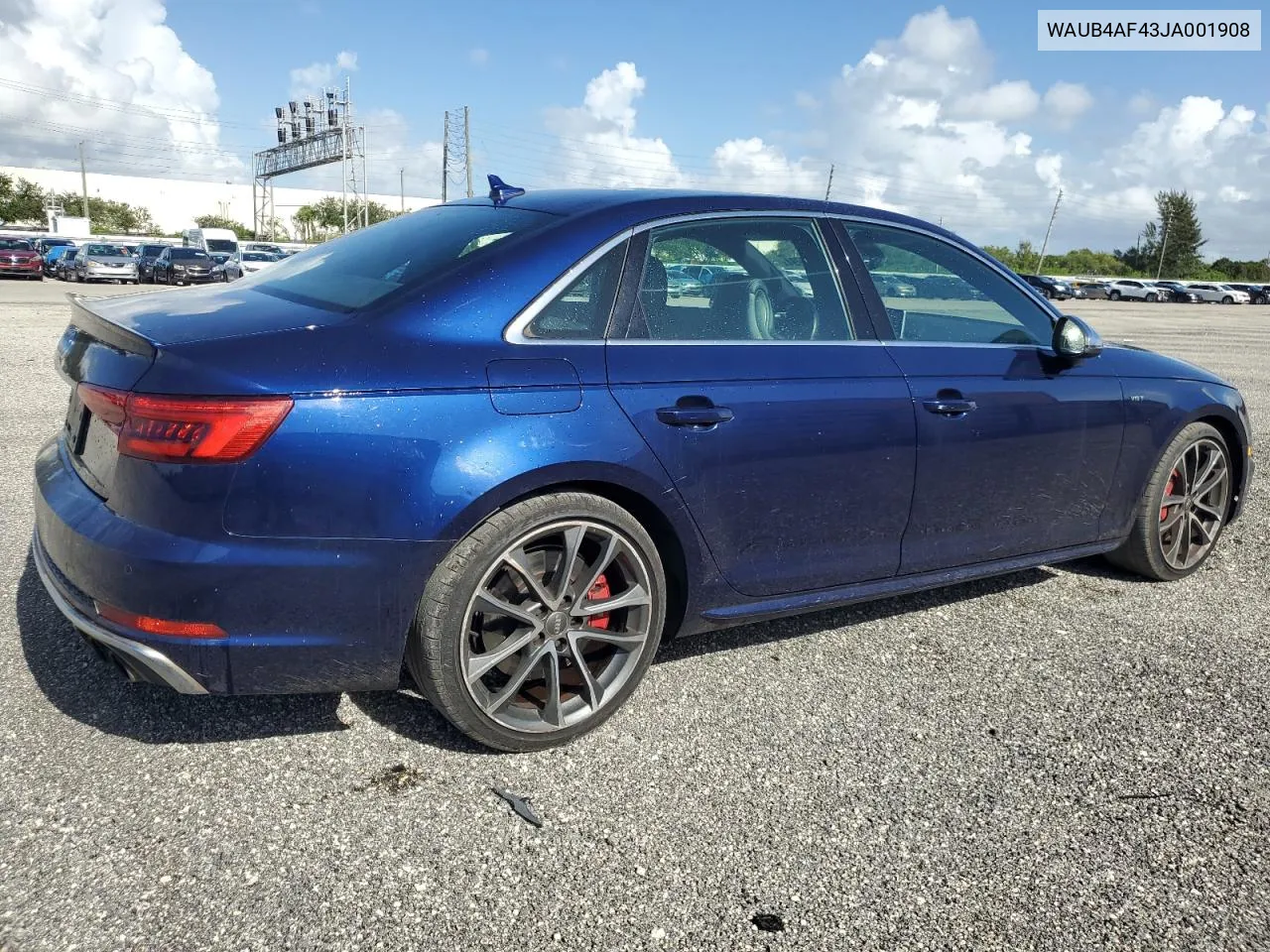 2018 Audi S4 Premium Plus VIN: WAUB4AF43JA001908 Lot: 65942994