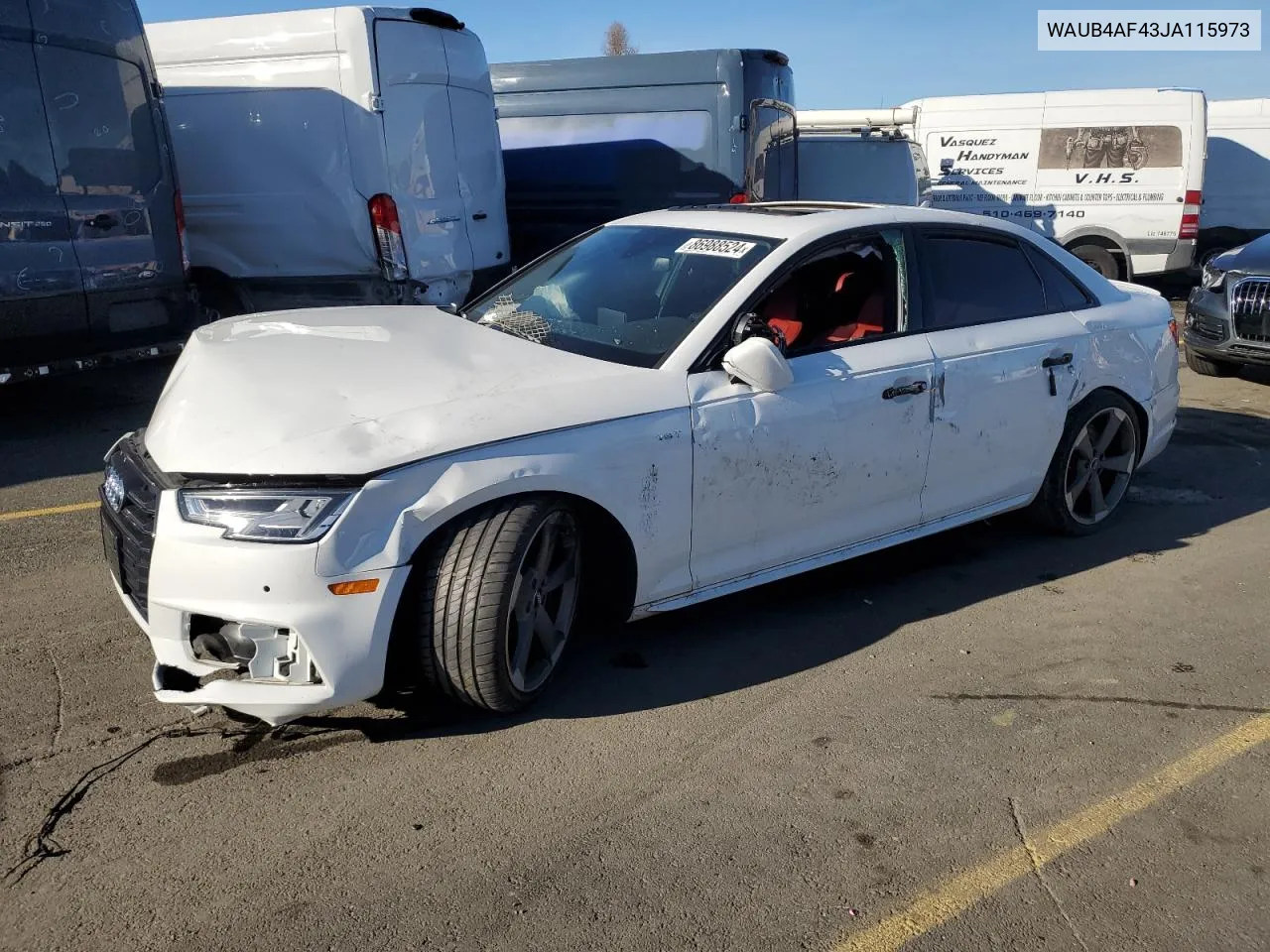 2018 Audi S4 Premium Plus VIN: WAUB4AF43JA115973 Lot: 86988524
