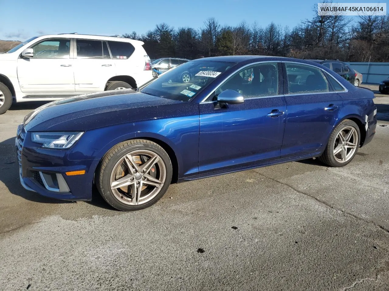 2019 Audi S4 Premium Plus VIN: WAUB4AF45KA106614 Lot: 85438034