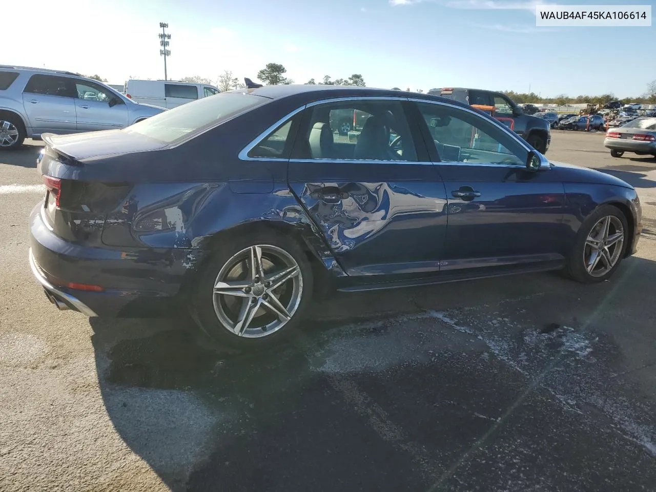 2019 Audi S4 Premium Plus VIN: WAUB4AF45KA106614 Lot: 85438034
